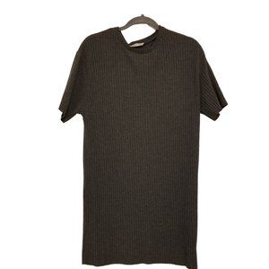 Oversized T-shirt Dress Ribbed Grey Short Sleeve Knit H&M